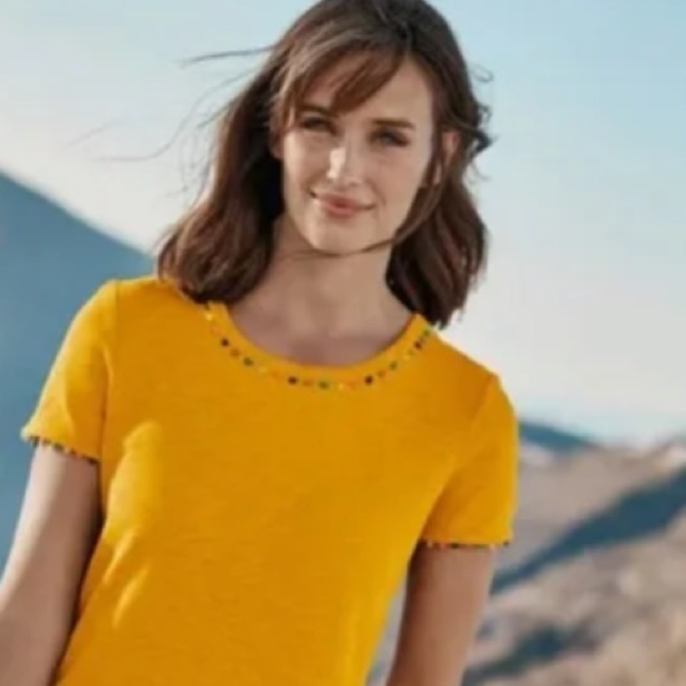 Boden Charlie Jersey T shirt dress in Tucson sun size large mustard
